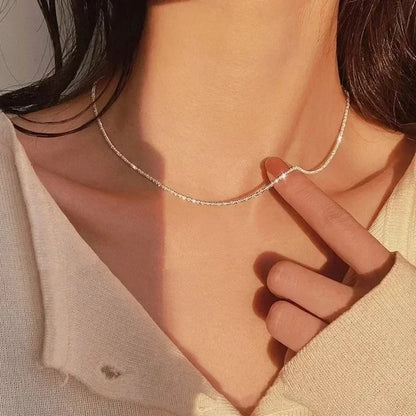 Sparkling Silver Clavicle Chain