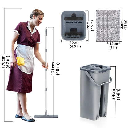 Floor Mop And Bucket With Four Pads