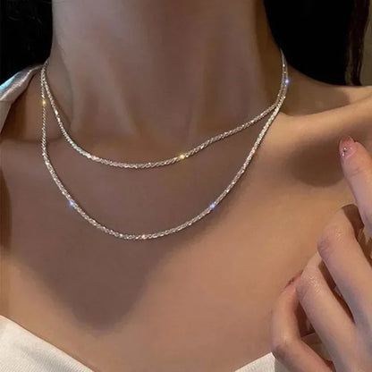 Sparkling Silver Clavicle Chain