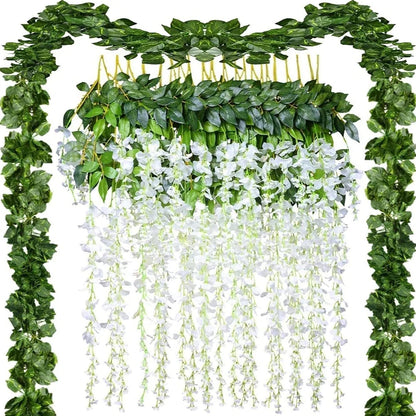 Green Silk Artificial Hanging Plants