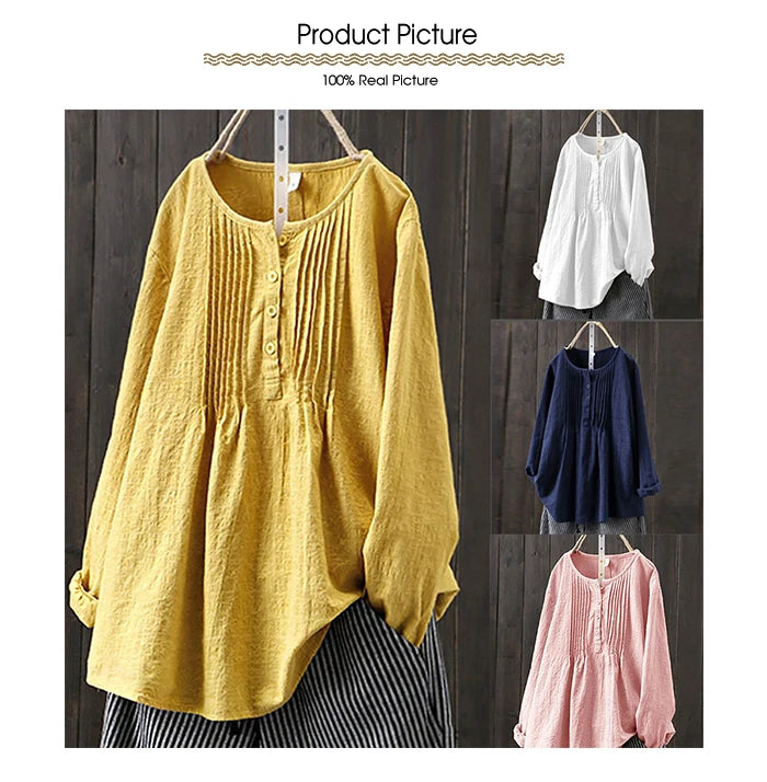 Cotton and Linen Free Size Tops