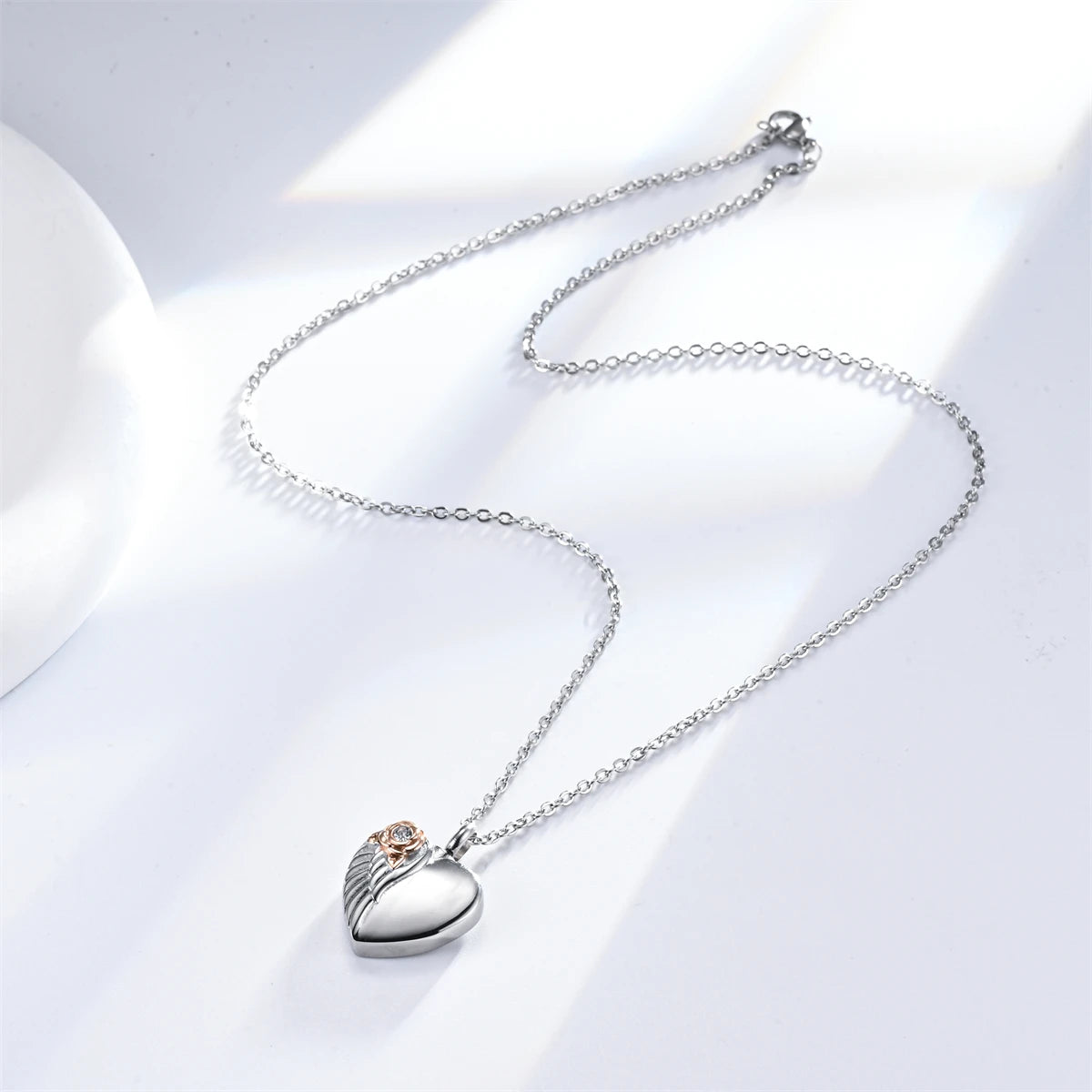 Crystal Heart Wing Necklace