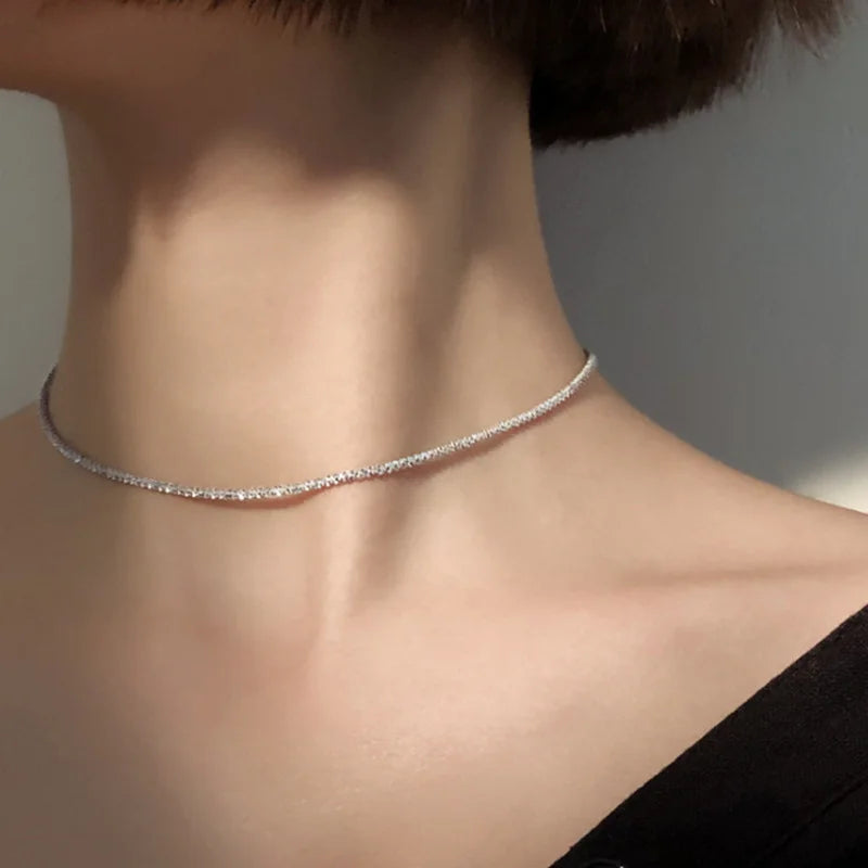 Sparkling Silver Clavicle Chain