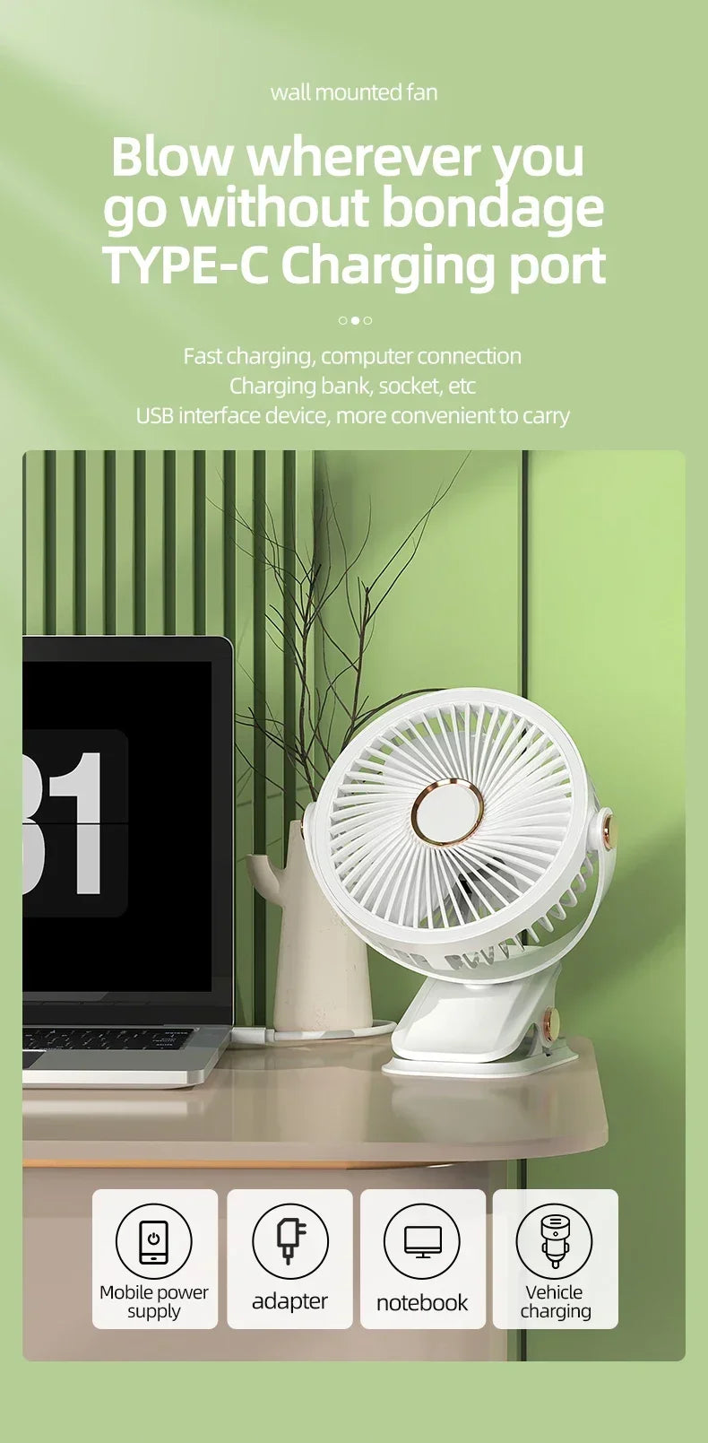 USB Rechargeable Table Fan